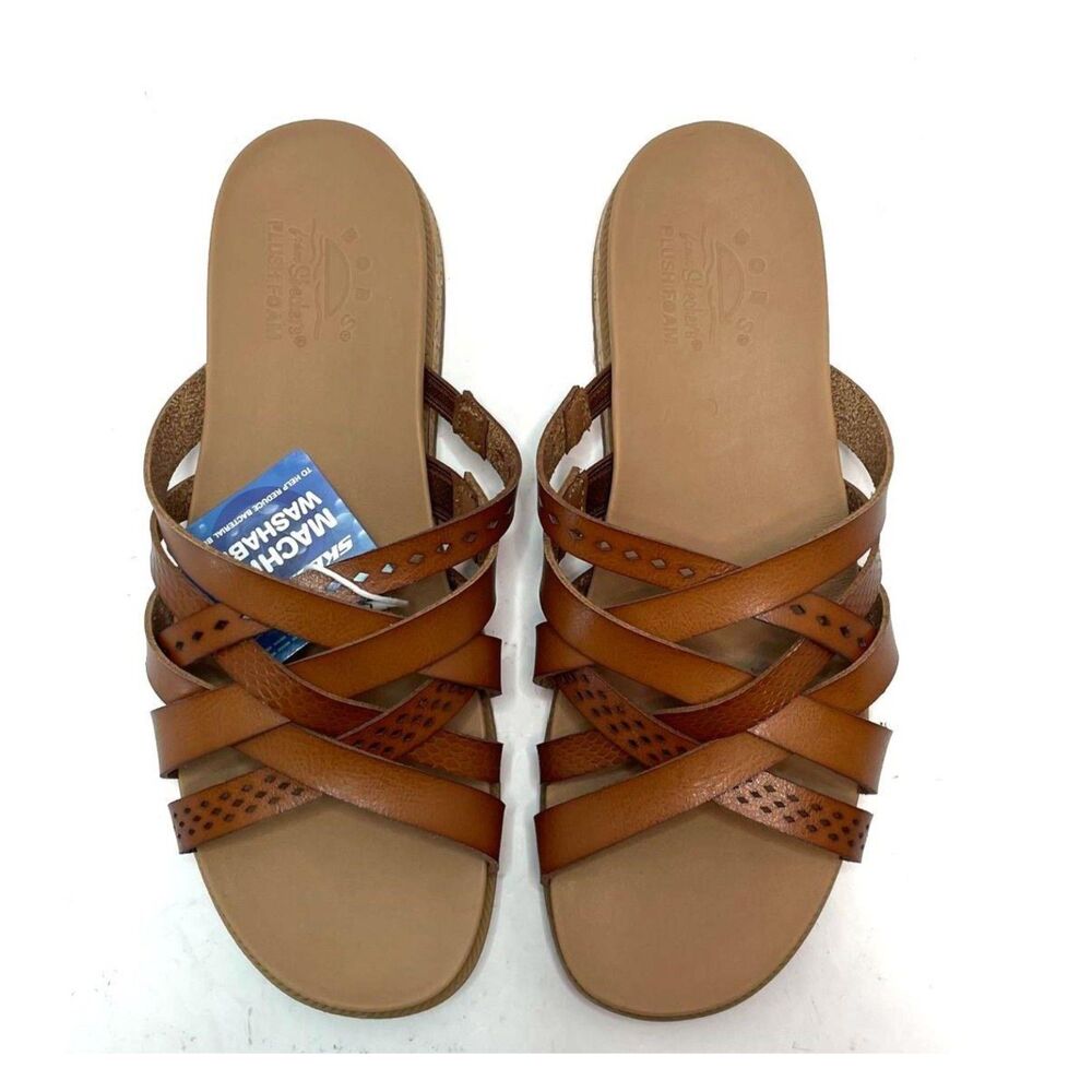 Bobs from Skechers Brown Plush Foam Sandals Size 10-NWT
